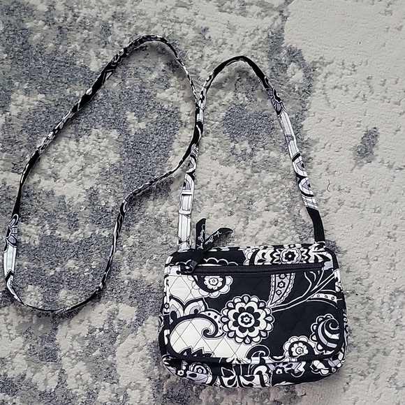Floral Black and White Crossbody Bag - Picture 1 of 7